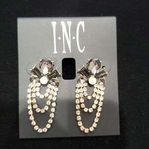 Inc Gold Black Diamond chain Stud Trendy Earrings